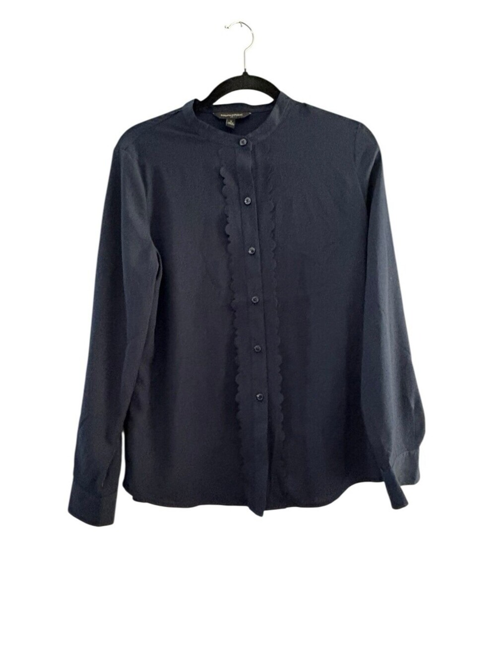 Banana Republic Women's Navy Scalloped Button Front Blouse Size S